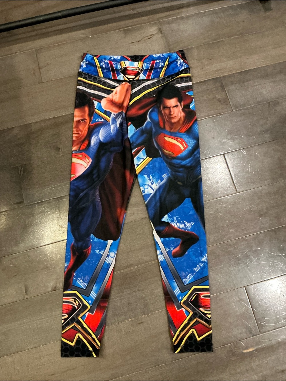 🔥 DC Comics Superman Blue Red Graphic Leggings Comic Con Cosplay High Rise xs-s